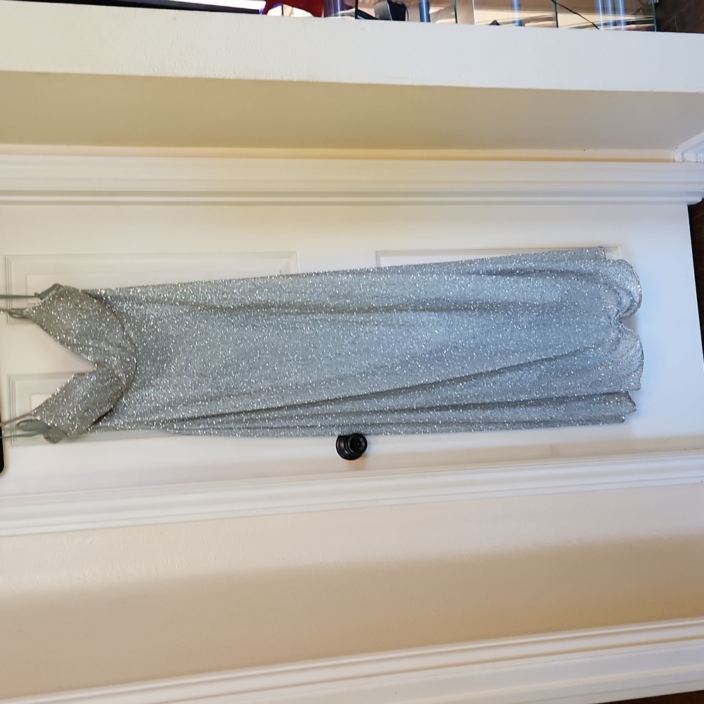 Beaded Deep V Neck Old Hollywood Gown in Sea Foam